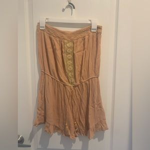 Kiwi & Punch Large Apricot Strapless Romper Pockets Casual Summer Vacation Comfy